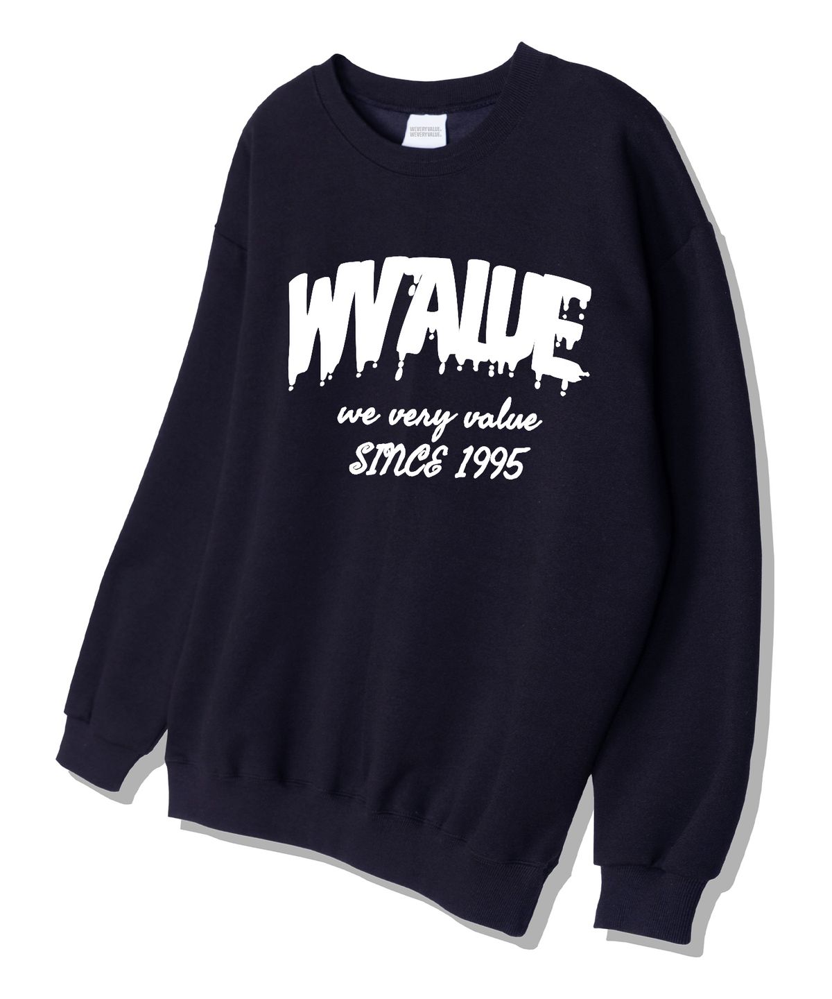 위베리벨류(WEVERYVALUE) W벨류뚝 오버핏 쮸리 스웨트셔츠 네이비