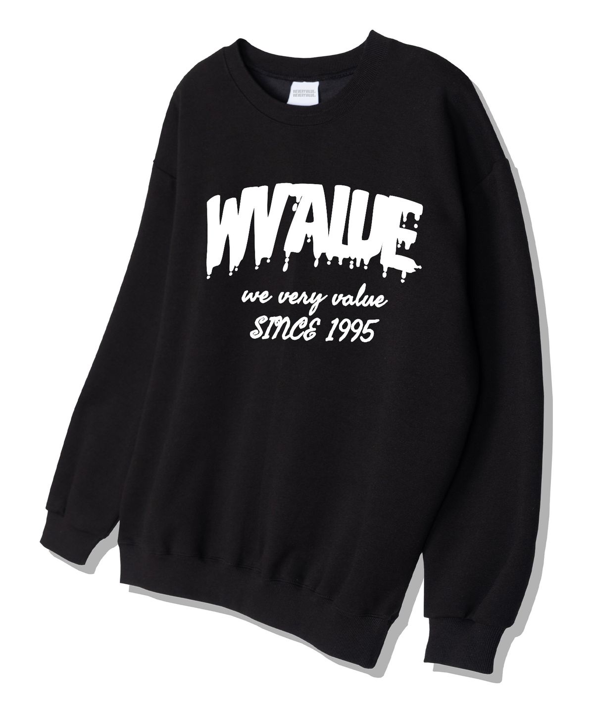 위베리벨류(WEVERYVALUE) W벨류뚝 오버핏 쮸리 스웨트셔츠 블랙