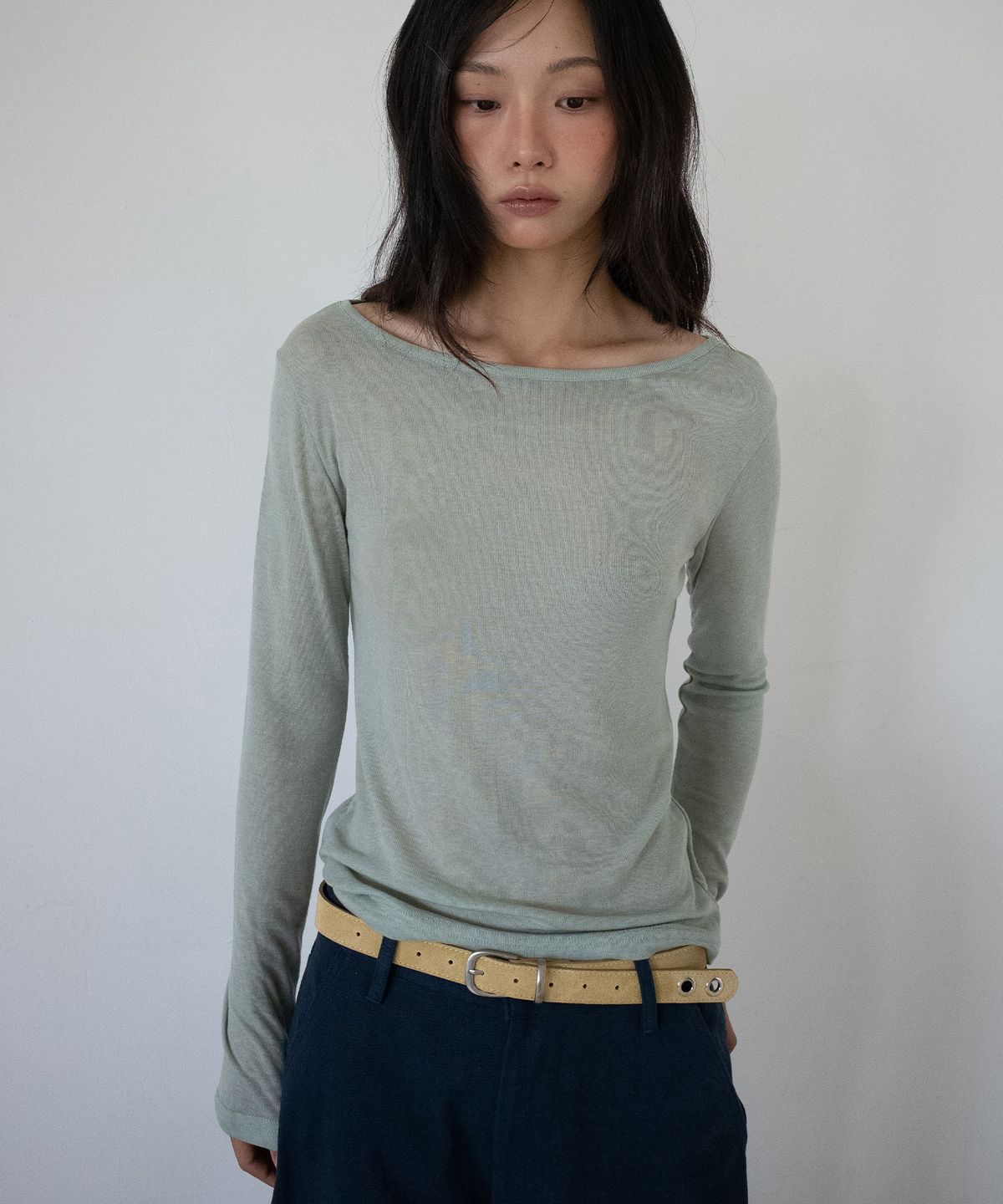 온스카(ONSKA) SOFT BOATNECK T (SAGE GREEN)