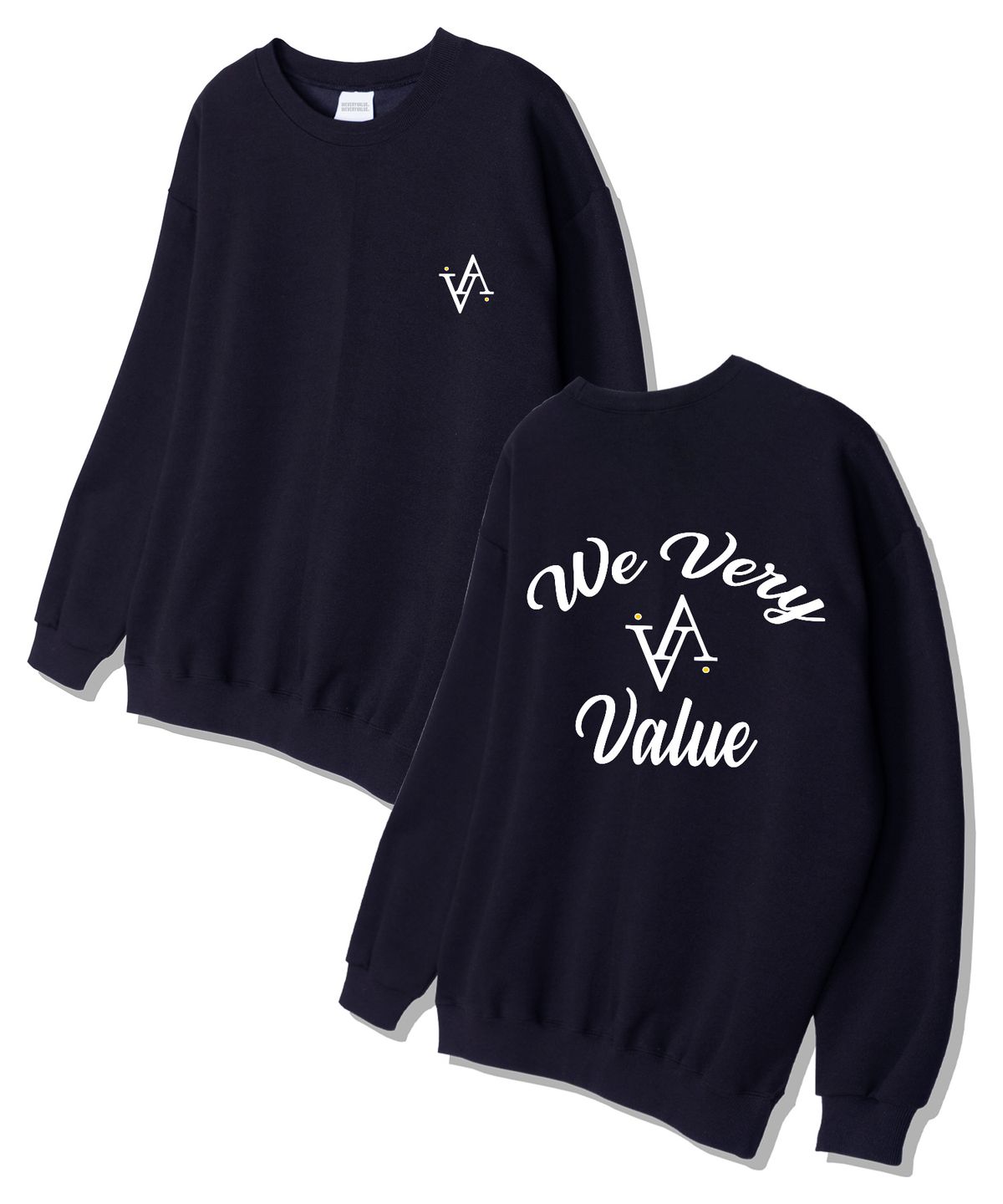 위베리벨류(WEVERYVALUE) VV에이시머트리 오버핏 쮸리 스웨트셔츠 네이비