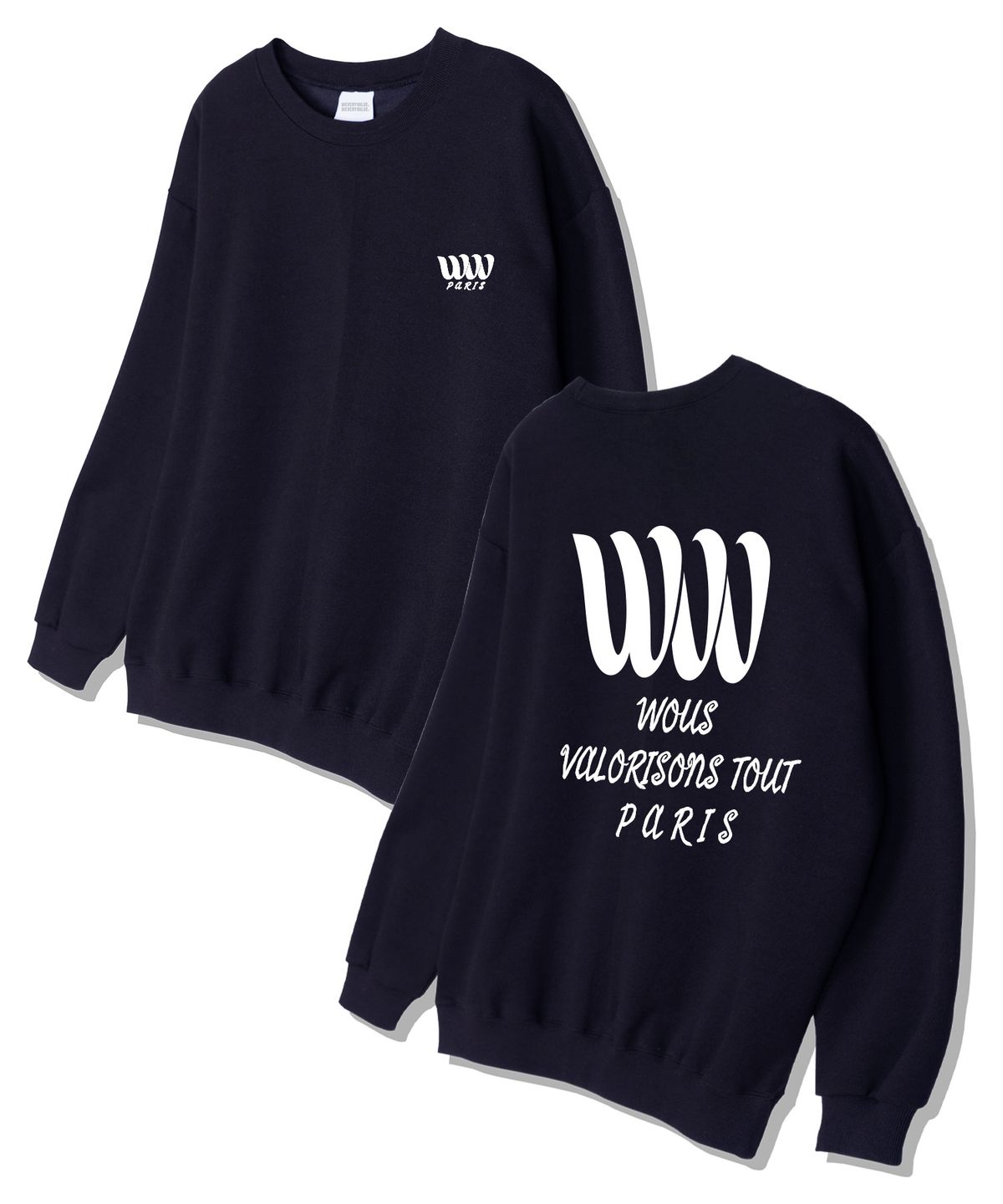 위베리벨류(WEVERYVALUE) WTV파리 오버핏 쮸리 스웨트셔츠 네이비