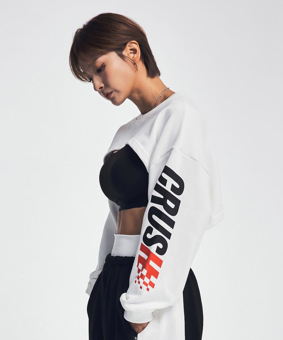 크러쉬 스타일(CRUSHST) 볼레로 스웻 커버업셔츠 화이트