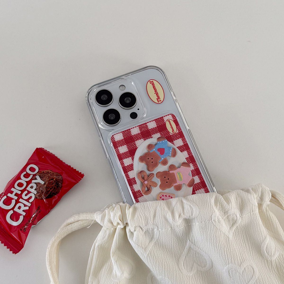 더나인몰(THE NINEMALL) gummy cookie check pattern [맥세이프 투명 카드지갑]
