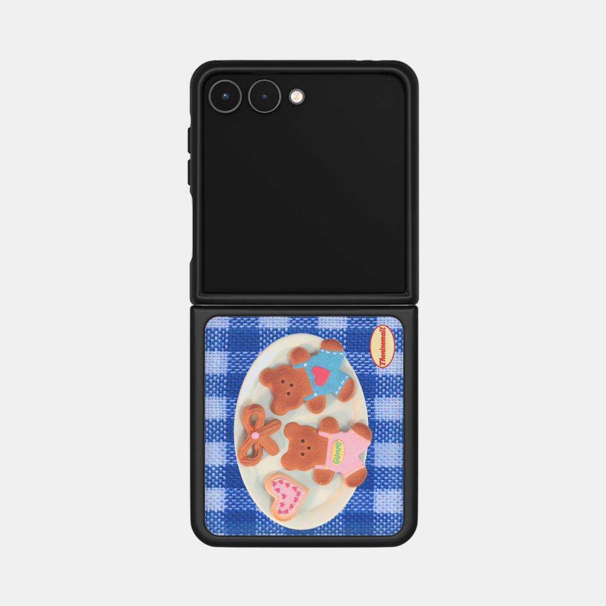 더나인몰(THE NINEMALL) gummy cookie check pattern Z플립 블랙 에폭시 범퍼케이스