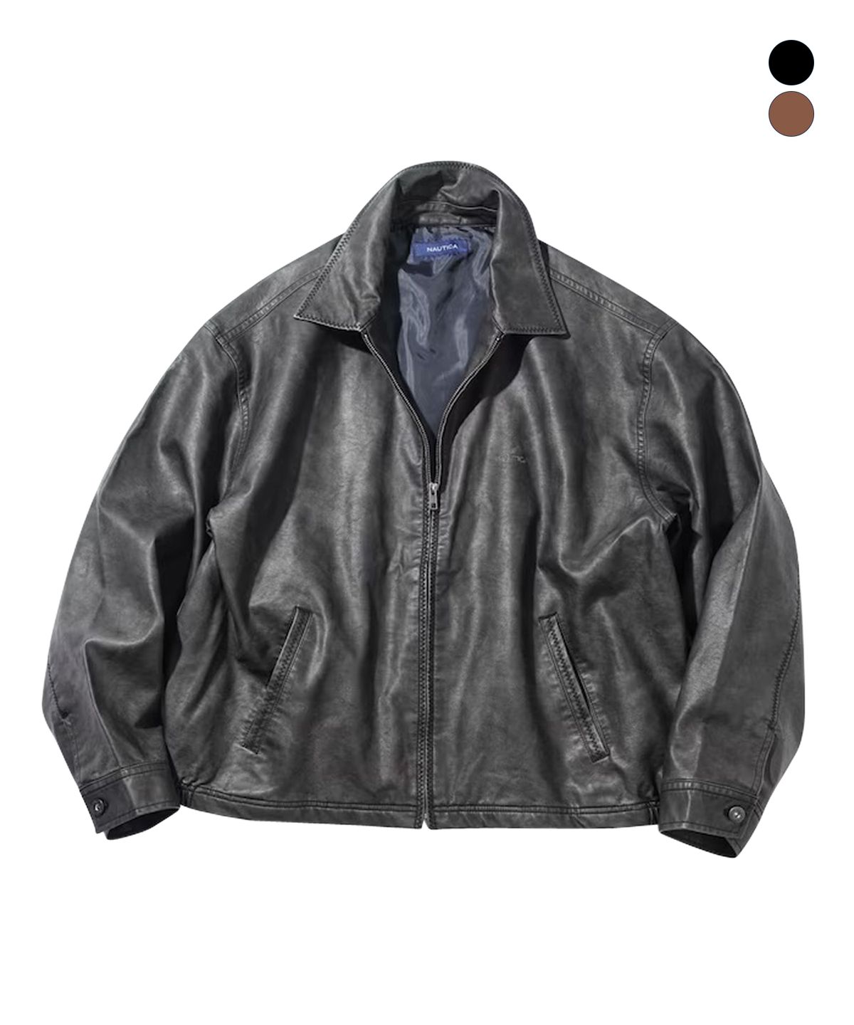 노티카(NAUTICA) 페이디드 레더 블루종 집업 자켓 JJK1125