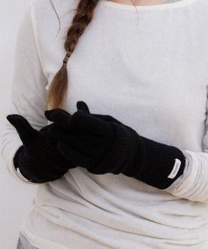 rib wool knit warmer gloves (G019_black)
