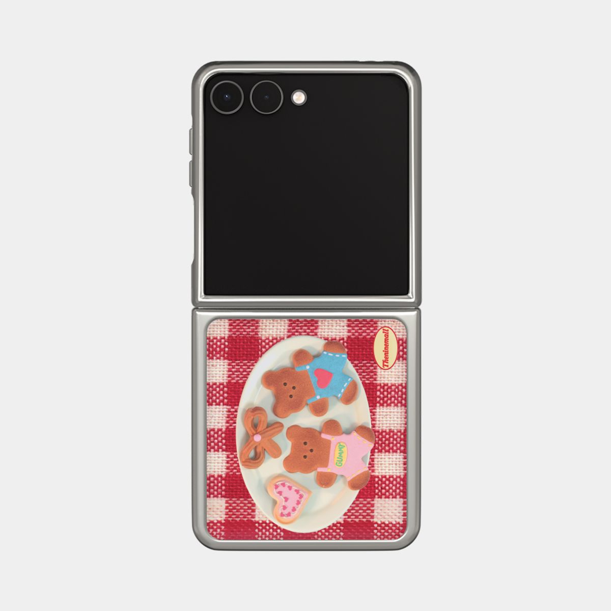 더나인몰(THE NINEMALL) gummy cookie check pattern Z플립 실버 맥세이프 범퍼케이스