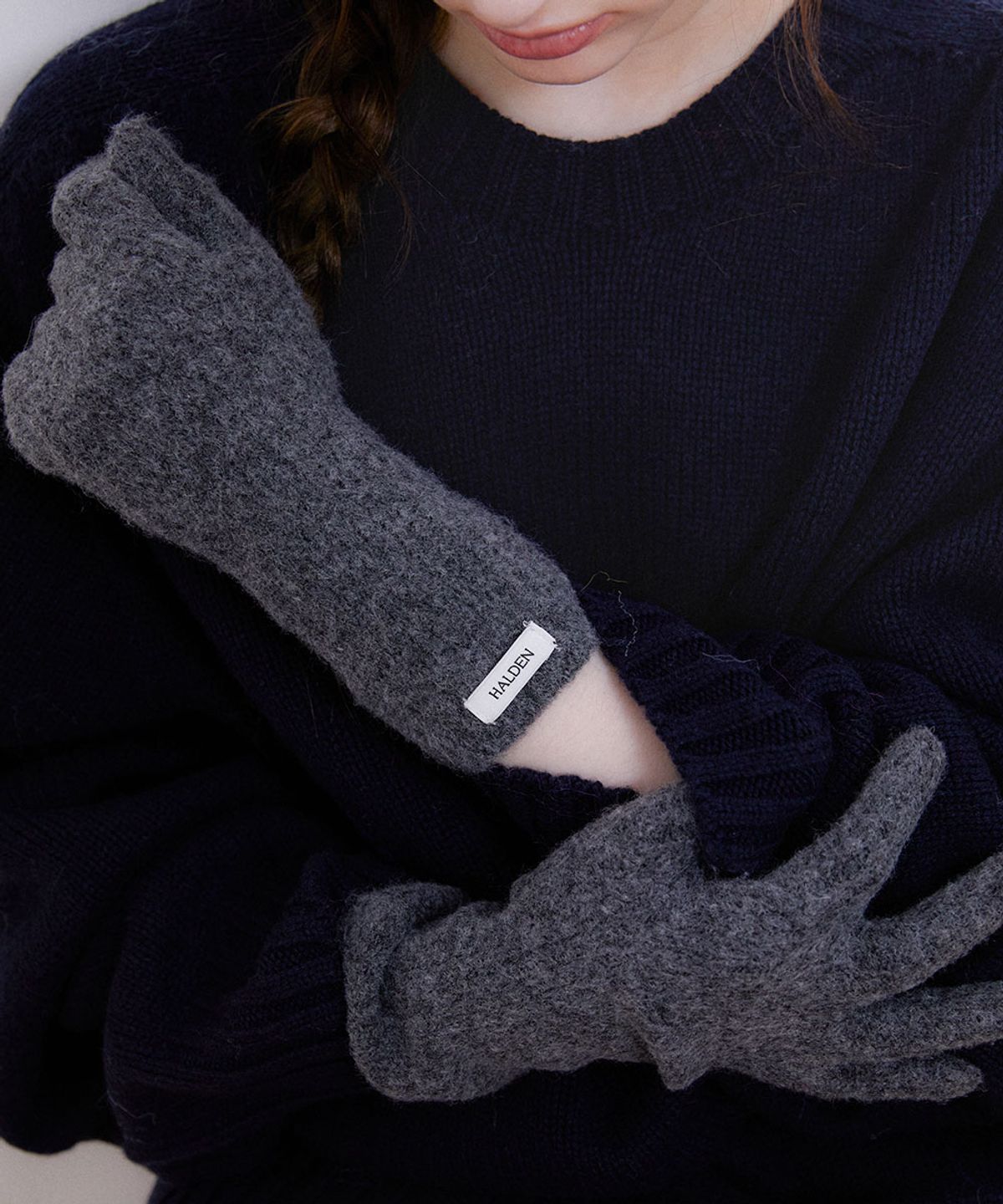 할렌(HALDEN) slim rib color gloves (G020_charcoal)