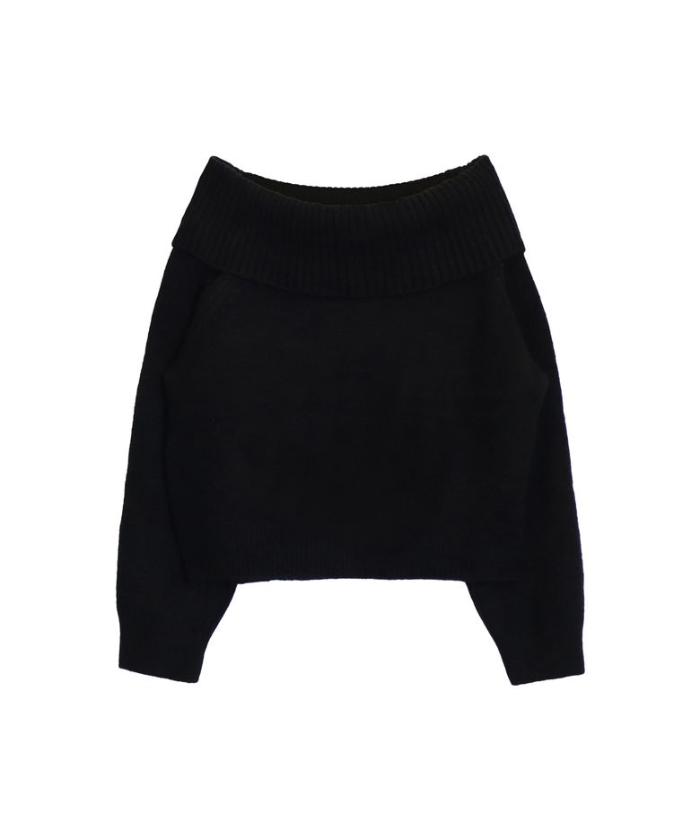 MELTING BASIC OFF-SHOULDER KNIT_BLACK