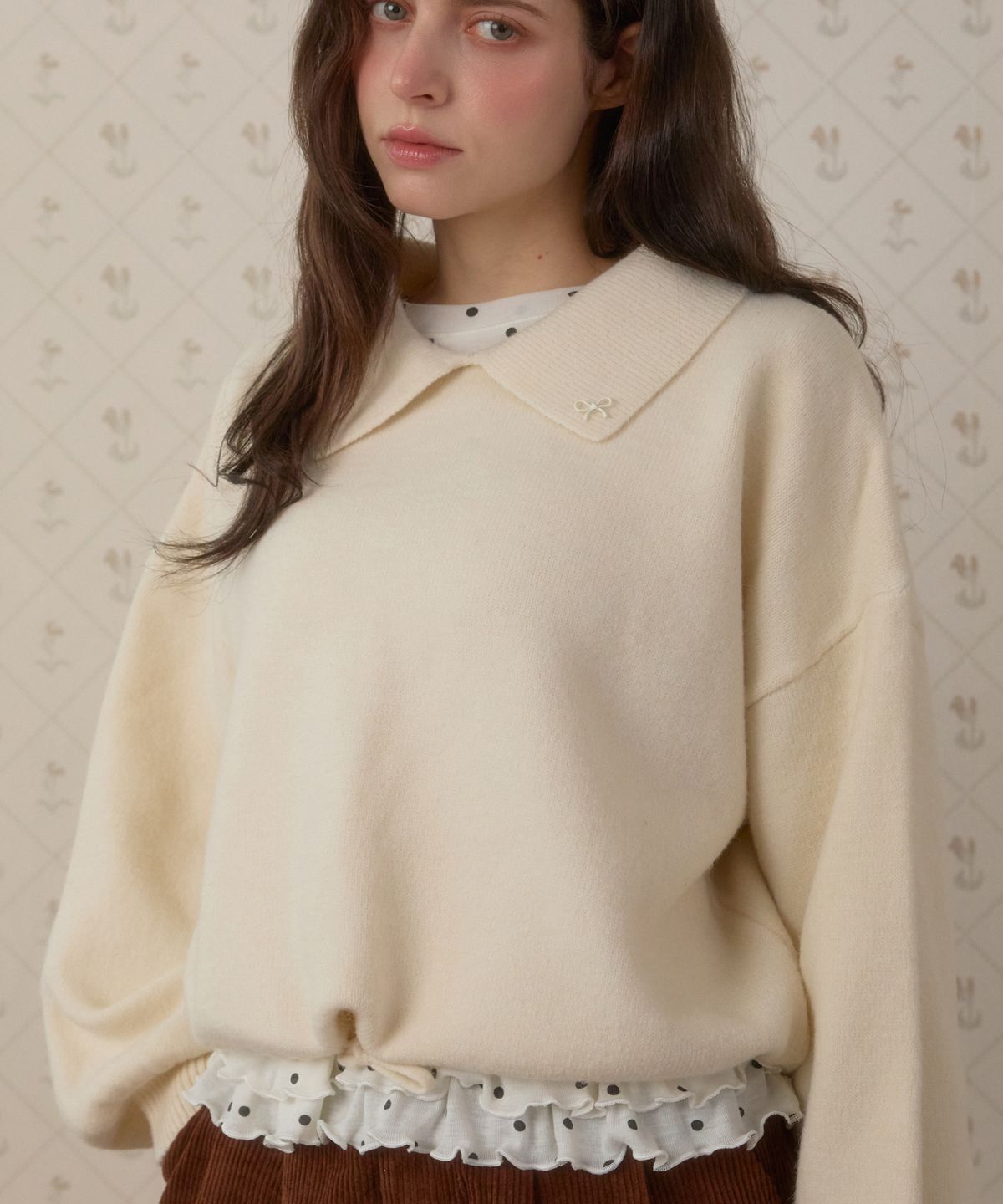 핑크파인애플(PINK PINEAPPLE) VANILLA STRING COLLAR KNIT_IVORY