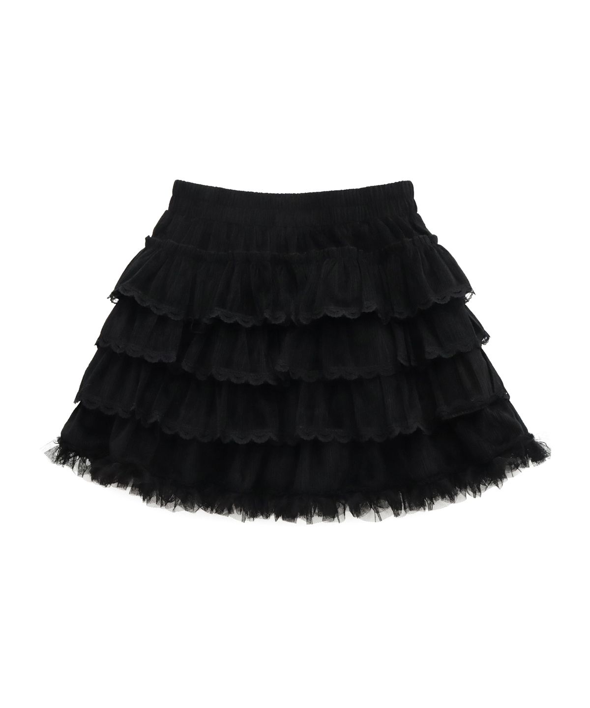 핑크파인애플(PINK PINEAPPLE) ROMANTIC VELVET LACE TIERED SKIRT_BLACK