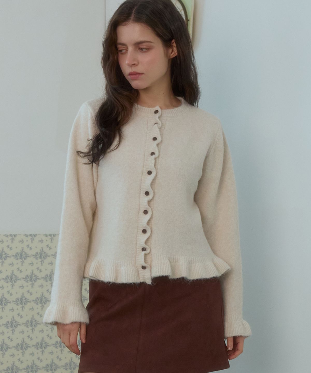 핑크파인애플(PINK PINEAPPLE) CHILL SYNTHETIC SUEDE SKIRT_BROWN