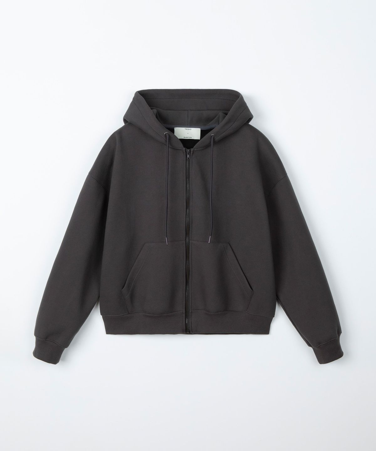 디앤드퀘스천(THEENDQUESTION) Neoprene hood zip-up jumper / BROWN