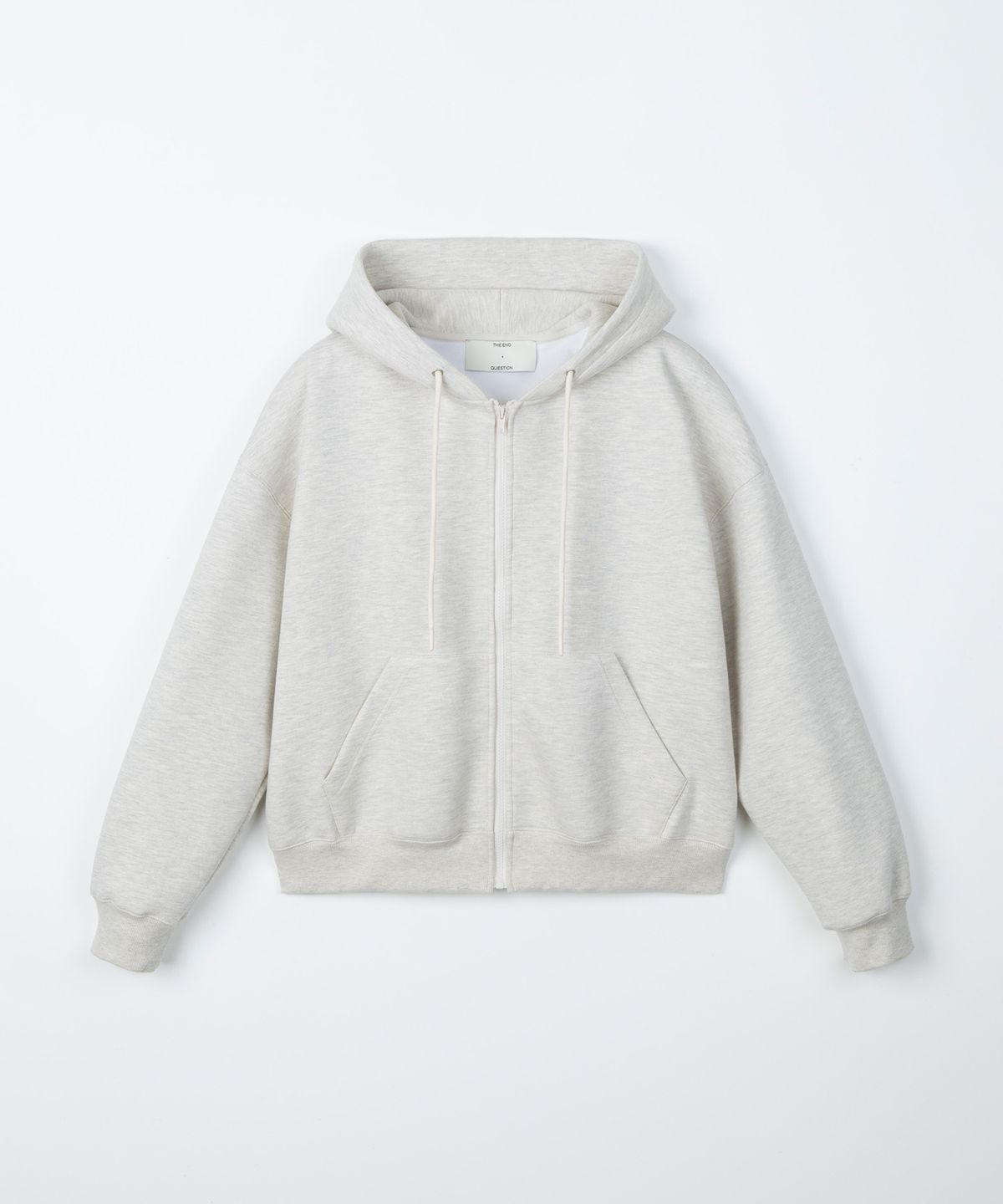 디앤드퀘스천(THEENDQUESTION) Neoprene hood zip-up jumper / OATMEAL
