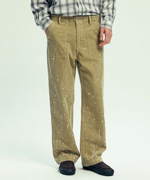 워시드 & 스플래터 페인트 코듀로이 퍼티그 팬츠 샌드 베이지