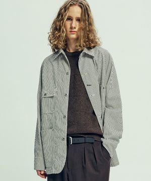 XAU 히코리 초어 자켓 아이보리 스트라이프