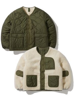 리버시블 퀼티드 & 플리스 라이너 자켓 올리브 카키