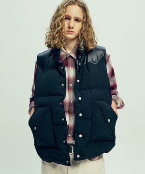 70s WYO 패디드 스키 베스트 블랙