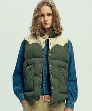 70s WYO 패디드 스키 베스트 올리브 카키