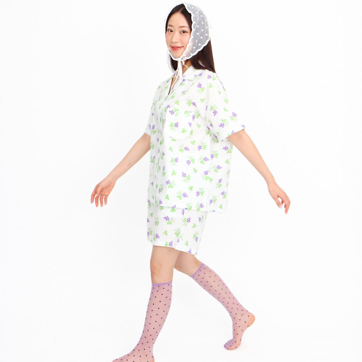 고그린오브젝트(GOGREENOBJECT) 넉넉 편안한 포도 픽셀 순면 여름 파자마 세트