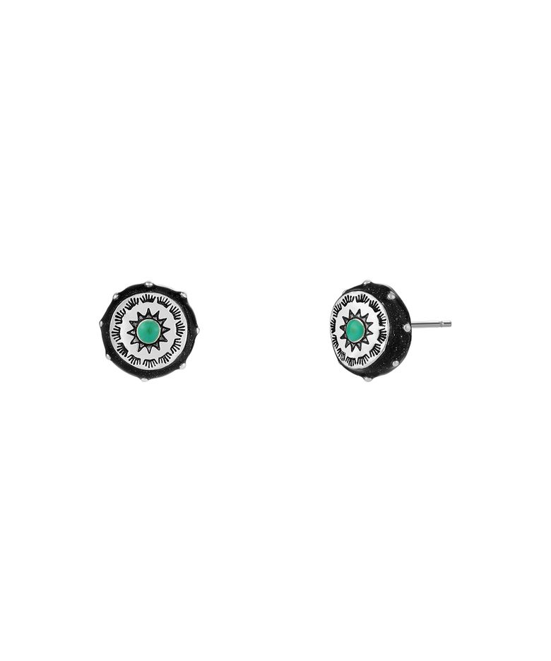 totem round earrings-black