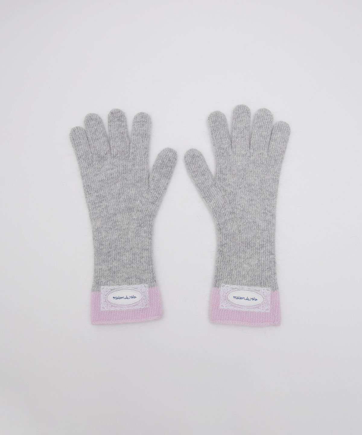 로라로라(ROLAROLA) LACE LABEL TWO-TONE GLOVES MELANGE GRAY