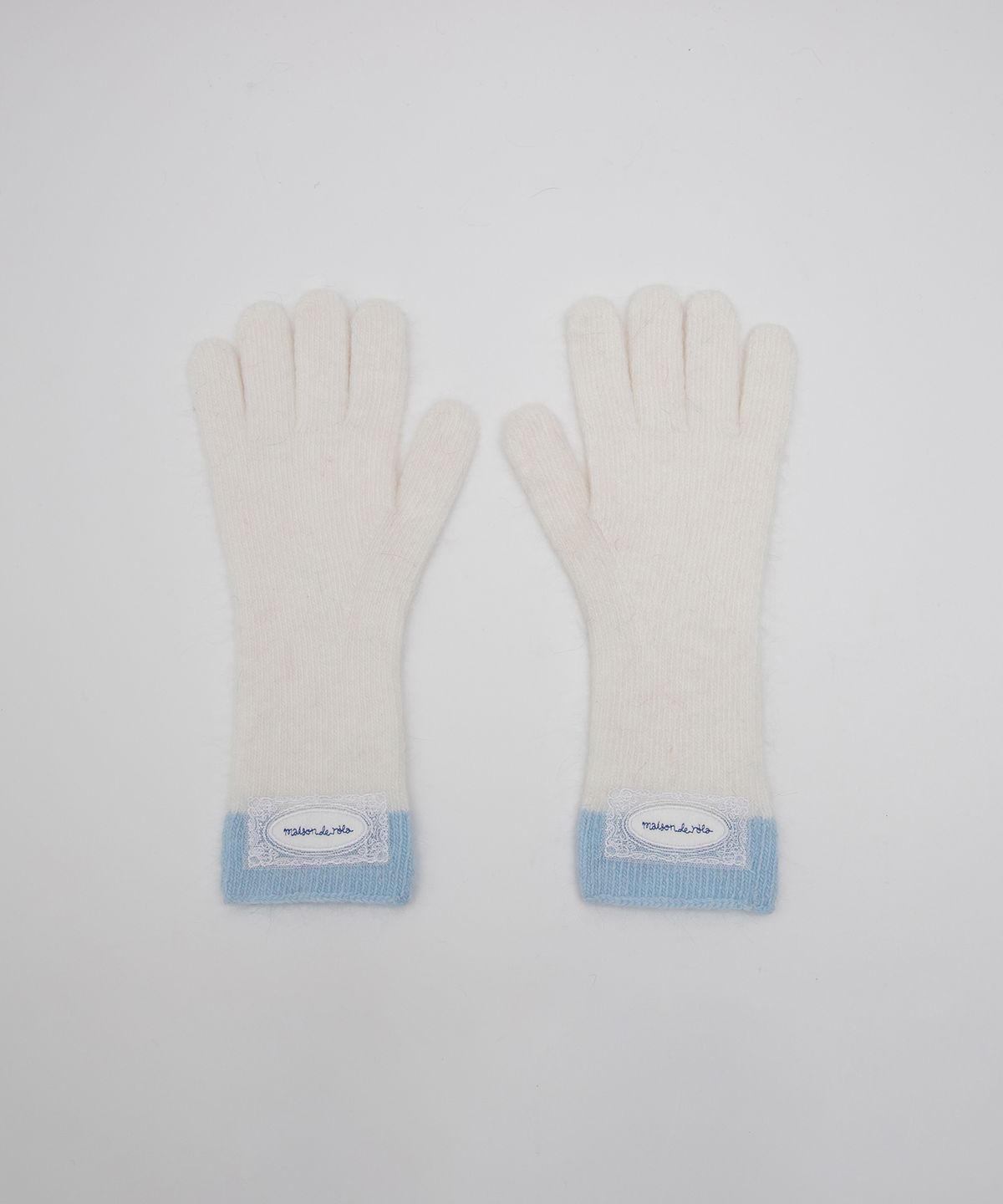 로라로라(ROLAROLA) LACE LABEL TWO-TONE GLOVES IVORY