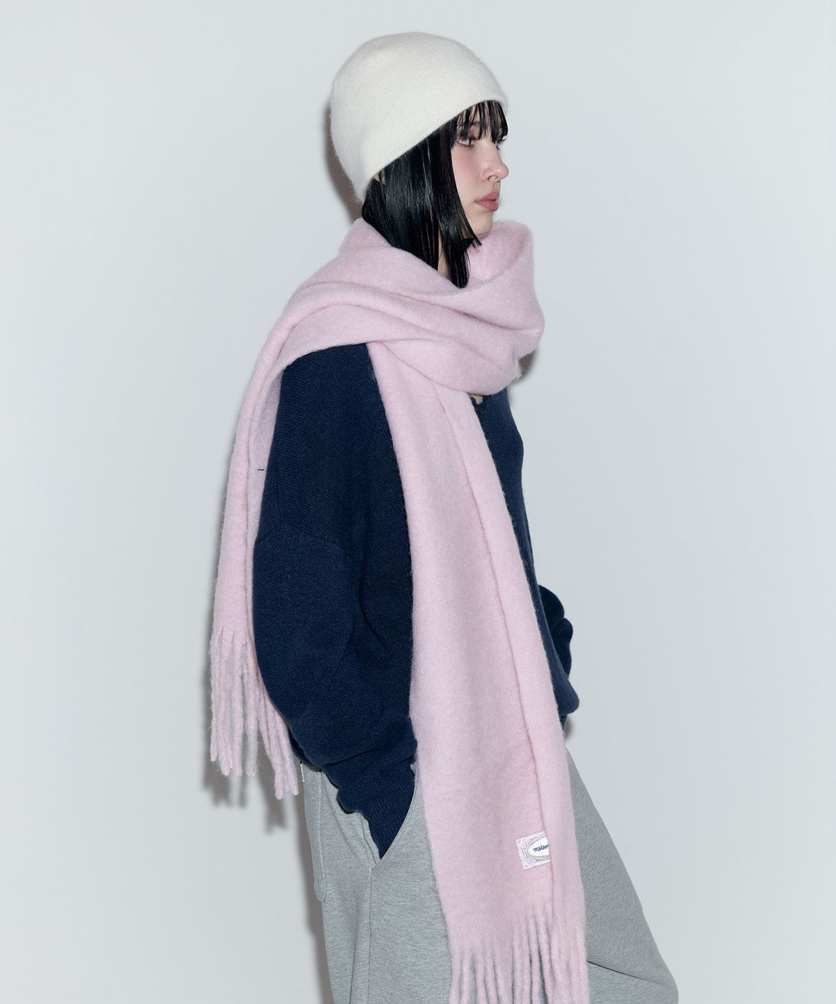 로라로라(ROLAROLA) LACE LABEL HAIRY MUFFLER PINK