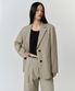 우먼즈 워시드 코튼 오버사이즈 블레이저 [카키 베이지]