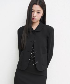 우먼즈 라운드 칼라 숏 블레이저 [블랙]