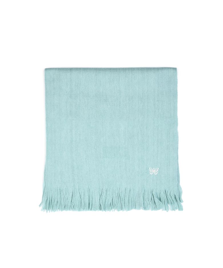 BUTTERFLY EMBROIDERED FRINGE MUFFLER_MINT