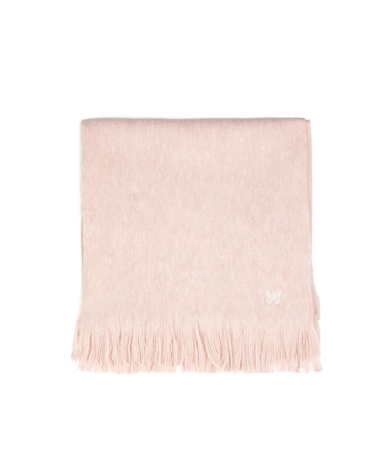 BUTTERFLY EMBROIDERED FRINGE MUFFLER_PINK