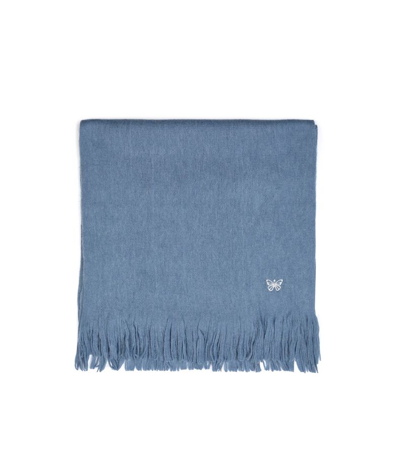 BUTTERFLY EMBROIDERED FRINGE MUFFLER_BLUE