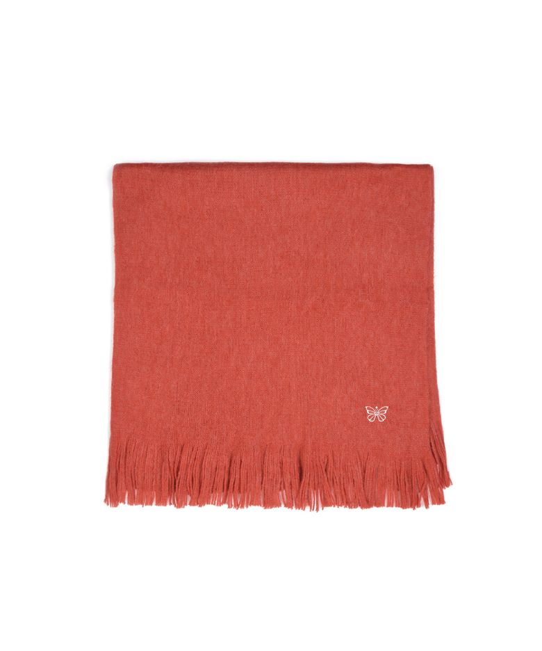 BUTTERFLY EMBROIDERED FRINGE MUFFLER_DEEP ORANGE