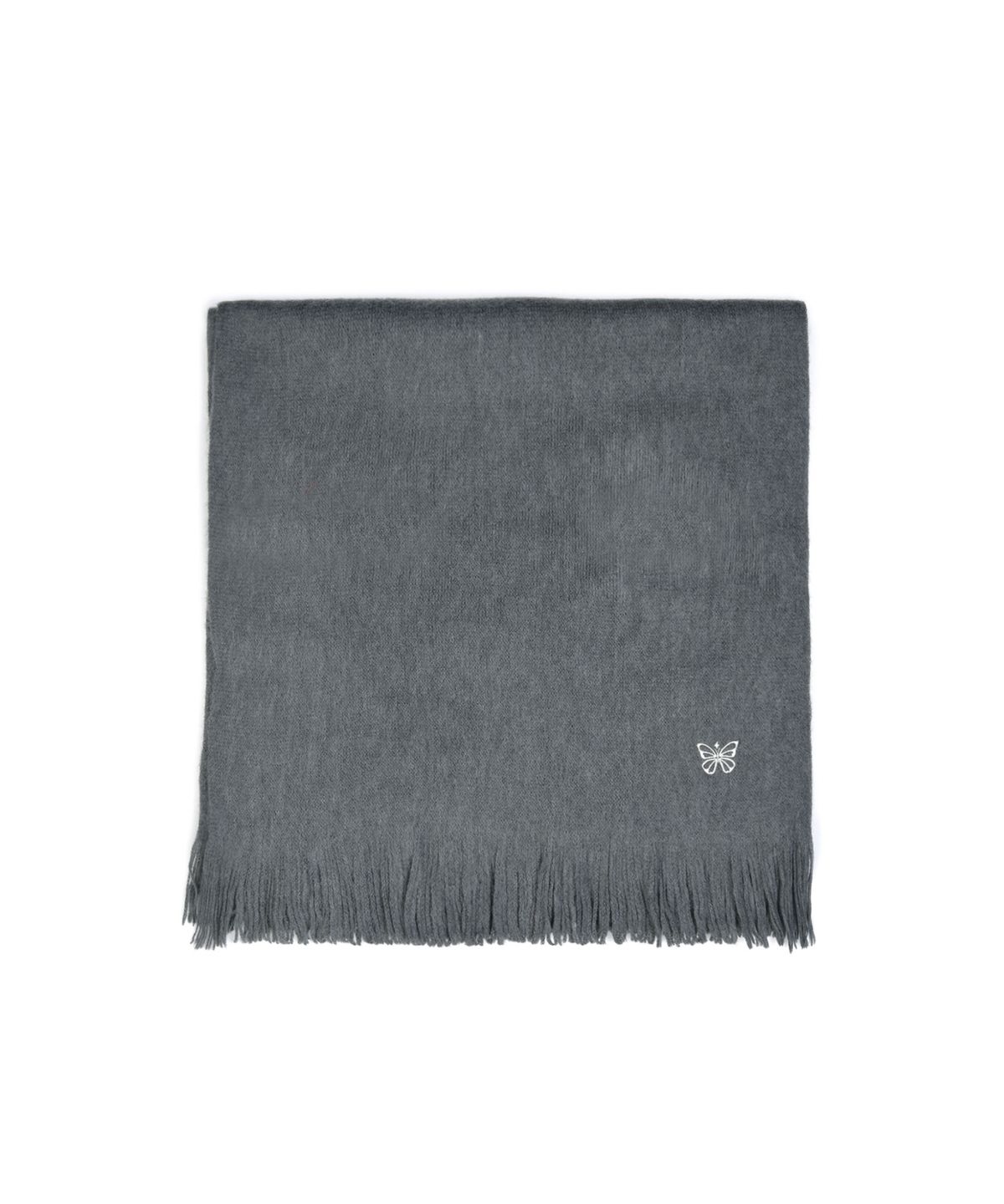 닉앤니콜(NICK&NICOLE) BUTTERFLY EMBROIDERED FRINGE MUFFLER_CHARCOAL