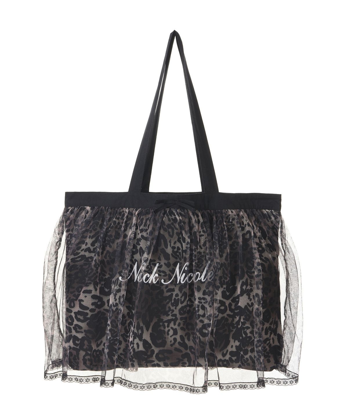 닉앤니콜(NICK&NICOLE) LEOPARD TULE LAYER TOTE BAG_BLACK