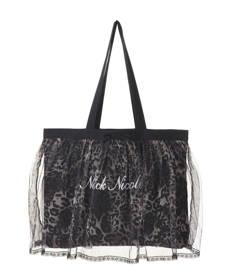 [서예지 PICK] LEOPARD TULE LAYER TOTE BAG_BLACK