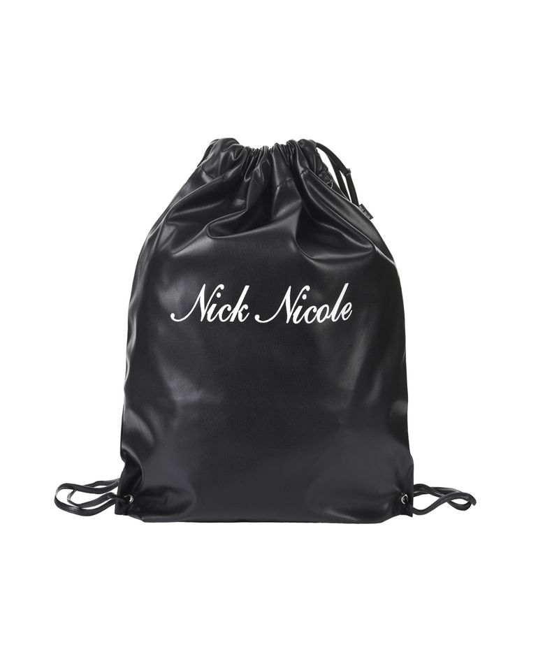 NICOLE LEATHER STRING BACKPACK_BLACK