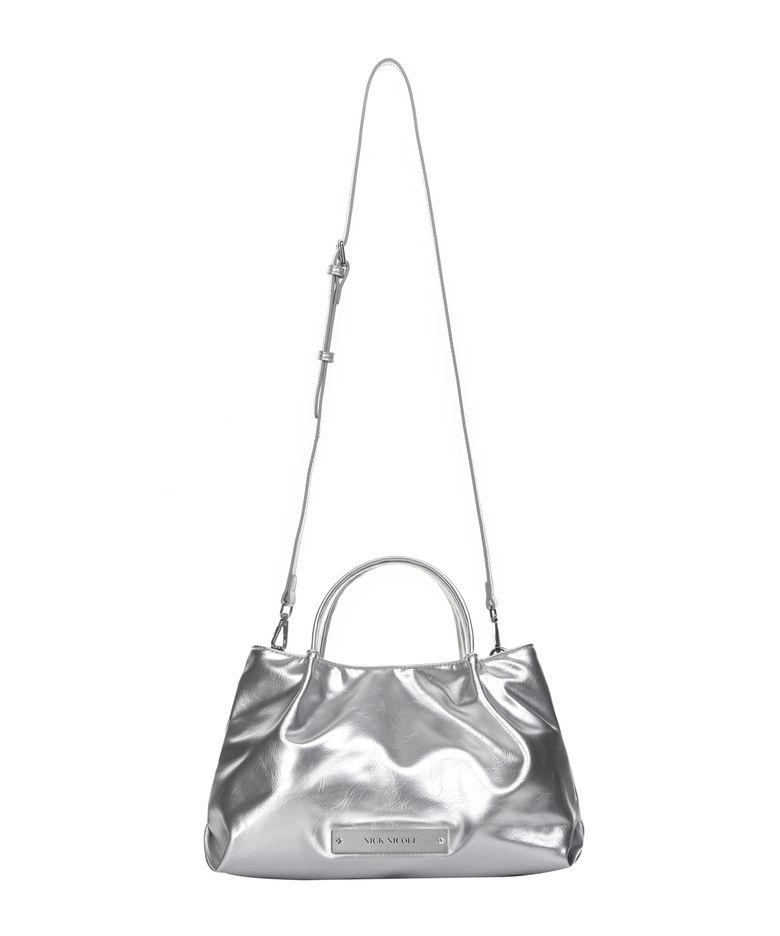 [서예지,이하은 PICK] CRYSTAL FAUX LEATHER TOTE BAG_SILVER