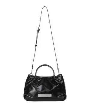 CRYSTAL FAUX LEATHER TOTE BAG_BLACK