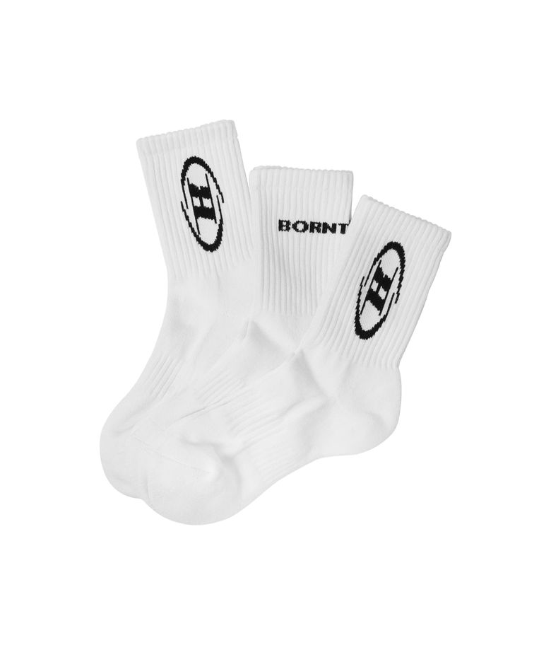 SYMBOL B LOGO SOCKS 3PACK [WHITE]