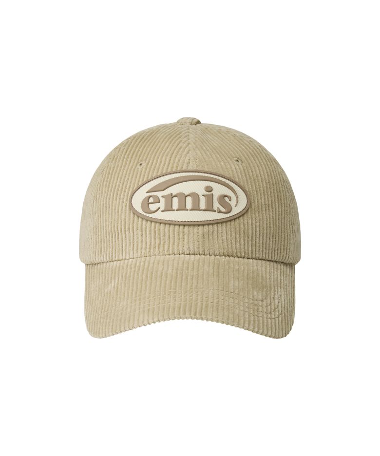 RUBBER PATCH CORDUROY BALL CAP-BEIGE