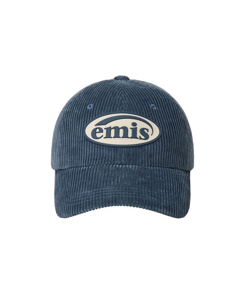 RUBBER PATCH CORDUROY BALL CAP-ASH BLUE