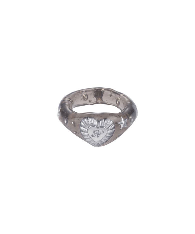 glaze heart ring-black