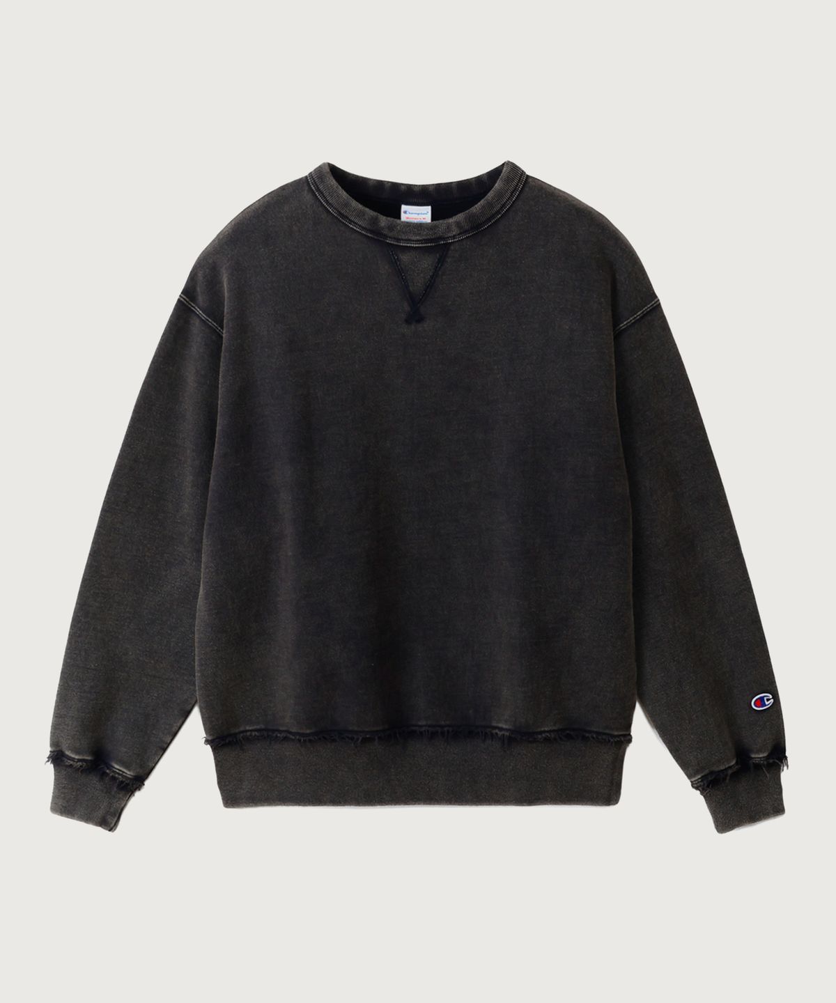 챔피온(CHAMPION) 여성 빈티지 워싱 루즈핏 기모 스웨트셔츠 Off Black