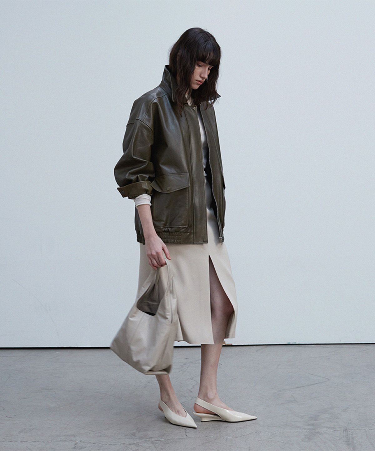베르데마르(VERDEMAR) Vegetable Lambskin Overfit Blouson_Olive khaki