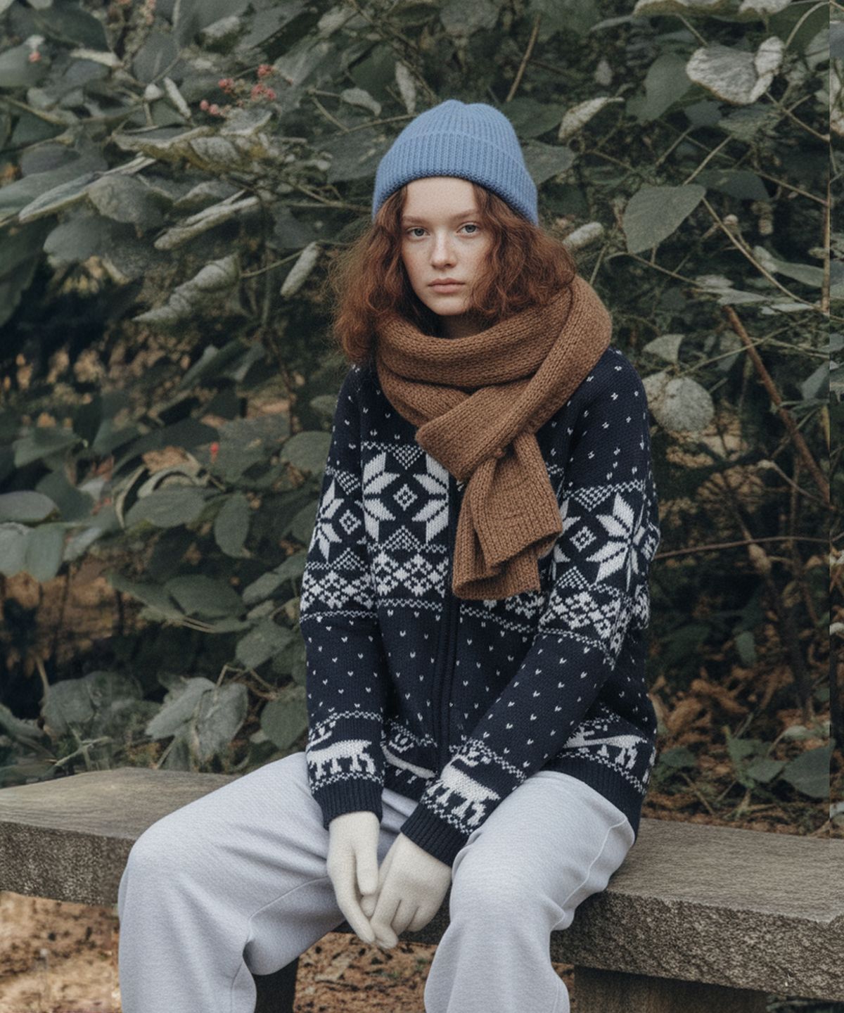 코스에그(COSEGG) Unisex Nordic High Neck Knit Zip-Up Cardigan_EEWCA145