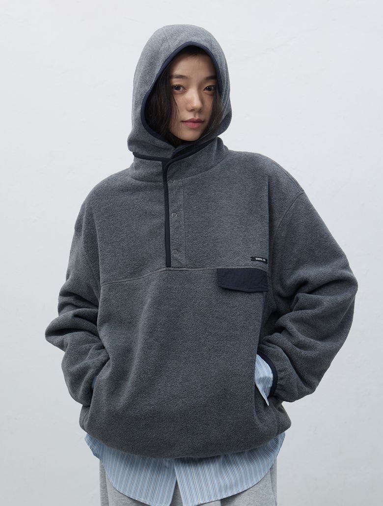 UNISEX 소프트 하이넥 플리스 아노락 세트[CHARCOAL] / SBE4U02010