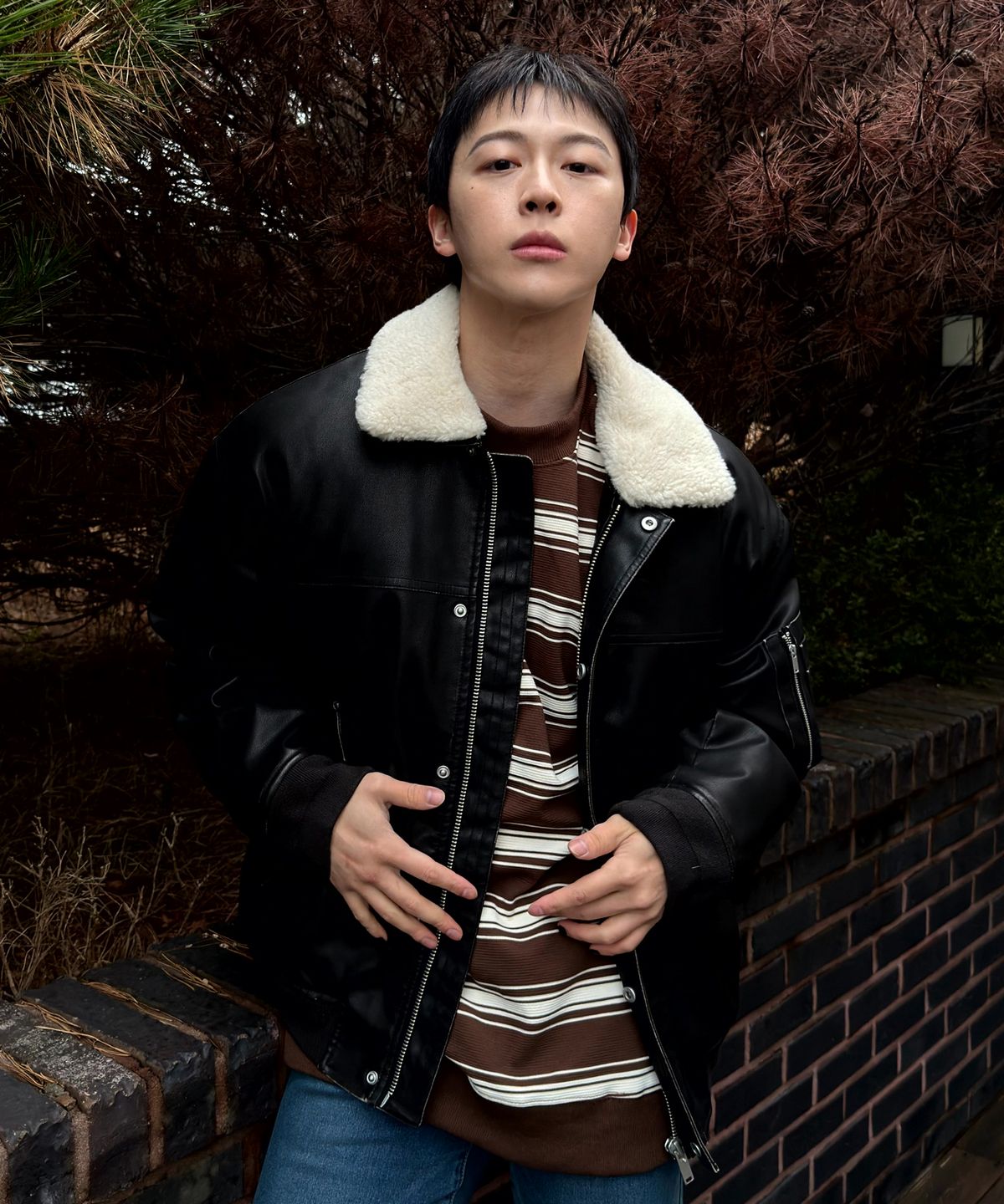 애드호크(ADHOC) 남성 퍼 탈착 페이크 레더 패딩 점퍼 (BLACK) (HBALE11)