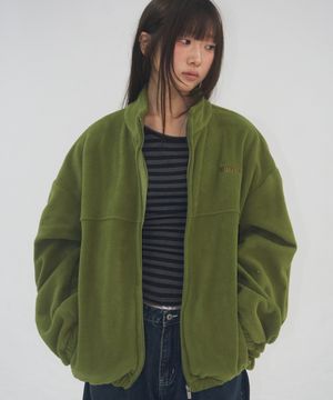 소프트 로고 포인트 베이직 플리스 집업 웜 후리스 점퍼 [그린]